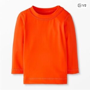 Hanna Andersson unisex bright orange rash guard swim suit top excellent used 2T